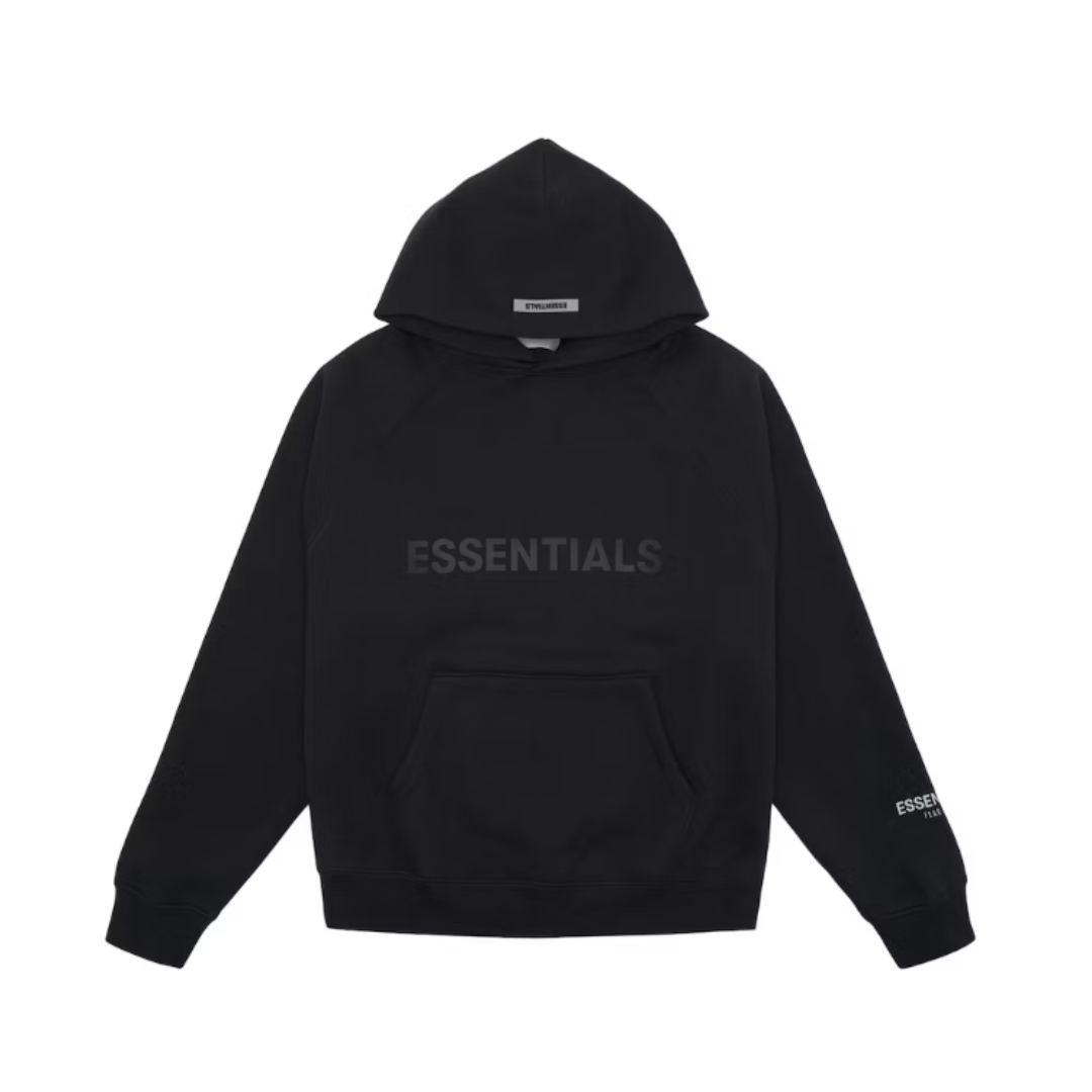 Fear Of God Essentials "Applique Logo" Black Pull-Over Hoodie